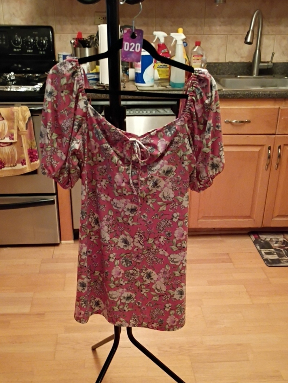 BeBop Rose-Mauve Floral Off-Shoulder Midi Dress